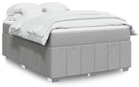 Κρεβάτι Boxspring με Στρώμα Ανοιχτό Γκρι 140x190 εκ. Υφασμάτινο - Γκρι