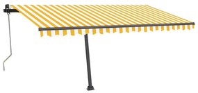 vidaXL Τέντα Αυτόματη με LED & Αισθ. Ανέμου Κίτρινο/Λευκό 400x350 εκ.