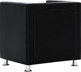 vidaXL Πολυθρόνα Cube Μαύρη από Συνθετικό Δέρμα