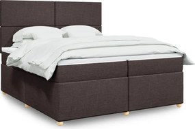vidaXL Κρεβάτι Boxspring με Στρώμα Σκούρο Καφέ 200x200 εκ. Υφασμάτινο