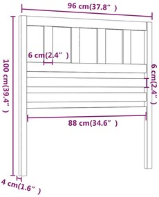 vidaXL Κεφαλάρι κρεβατιού Καφέ 96x4x100 εκ. από Μασίφ Ξύλο Πεύκου