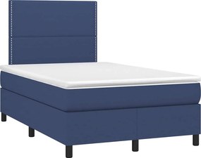 VidaXL Κρεβάτι Boxspring με Στρώμα & LED Μπλε 120x190εκ. Υφασμάτινο