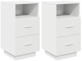vidaXL Κομοδίνα 2 τμχ με 2 συρτάρια Λευκό 36x36x68 cm