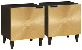 Κομοδίνο 2 pcs Μαύρο και Χρυσό 40 x 33,5 x 46 εκ
