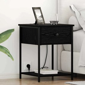 vidaXL Κομοδίνο 2 pcs Μαύρη Οξυά 42 x 41 x 56 εκ. Επεξεργασμένο ξύλο