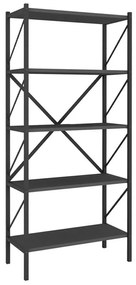 Βιβλιοθήκη Jocasta 212516 66x34x160cm Anthracite Melamine, Metal