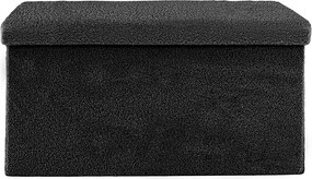 Σκαμπό-μπαούλο Forward pakoworld ύφασμα μπουκλέ ανθρακί 76x38x38εκ