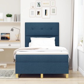 vidaXL Κρεβάτι Βάσης με Στρώμα Μπλε 120x200 εκ. Ύφασμα