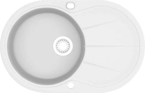 vidaXL Νεροχύτης με Μονή Γούρνα Οβάλ Λευκός Γρανιτένιος