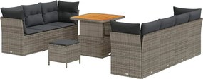 vidaXL Σετ Καναπέ Κήπου 10 pcs Γκρι συνθετικό ρατάν