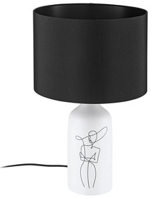 Φωτιστικό Επιτραπέζιο Λαμπατέρ Ø300xH505 mm Βάση Ø120mm Λευκό Κεραμικό-Μαύρο Αμπαζούρ Eglo Vinoza 43824