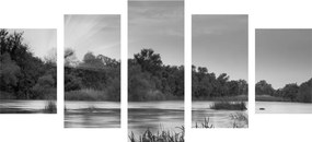Εικόνα 5 τμημάτων της ανατολής δίπλα στο ποτάμι σε ασπρόμαυρο - 200x100
