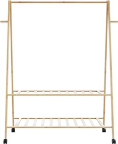 vidaXL Ράφι ρούχων με ράφια και ρόδες 132x45,5x155,5 εκ.Μπαμπού