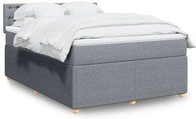 vidaXL Κρεβάτι Boxspring με Στρώμα Ανοιχτό Γκρι 140x200 εκ. Υφασμάτινο