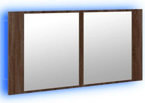 vidaXL Ντουλάπι Μπάνιου Καθρέφτη &amp; LED Καφέ Δρυς 90x12x45εκ Ακρυλικό
