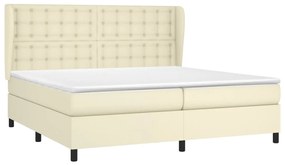 vidaXL Κρεβάτι Boxspring με Στρώμα Κρεμ 200x200 εκ. Συνθετικό Δέρμα