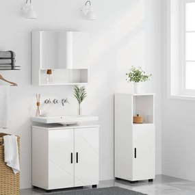 vidaXL Σετ Επίπλων Μπάνιου Επιτοίχιο 3 pcs Υψηλής γυαλάδας λευκό
