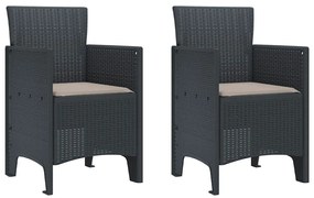 vidaXL Καρέκλα Κήπου 2 pcs Ανθρακί 53 x 49 x 85 εκ. PP