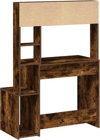vidaXL Γραφείο με Ράφια Καπνιστή Δρυς 100x45x140 εκ Επεξεργασμένο Ξύλο