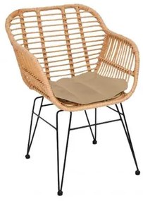 SALSA-W Πολυθρόνα Μεταλλική Μαύρη/Wicker Φυσικό 55x56x82cm Ε282,Κ2