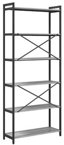 vidaXL Βιβλιοθήκη Γκρι sonoma 80 x 30 x 188 εκ Επεξεργασμένο ξύλο