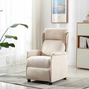 vidaXL Ανακλινόμενη πολυθρόνα Κρεμ 66.5 x 94 x 101.5 εκ Πολυεστέρας