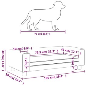 Κρεβάτι Σκύλου με Προέκταση Κρεμ 100x50x30 εκ. Συνθετικό Δέρμα