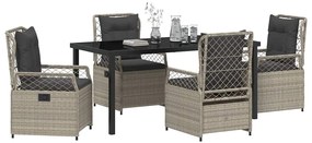 vidaXL Σέτ φαγητού για κήπο 5 pcs Ανοιχτό γκρι συνθετικό ρατάν