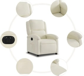 vidaXL Πολυθρόνα Ανακλινόμενη Ηλεκτρική Κρεμ Βελούδινη