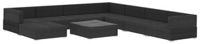 vidaXL Σαλόνι Κήπου 9 Τεμαχίων Μαύρο από Συνθετικό Ρατάν με Μαξιλάρια