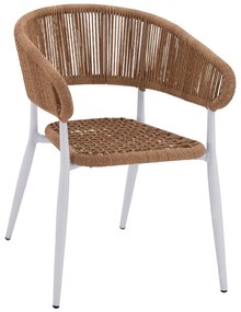 ARMCHAIR ALUMINUM EULO  WHITE-SYNTHETIC RATTAN BEIGE 55,5x63,5x78Hcm.