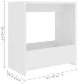 Τραπέζι Βοηθητικό Λευκό 50 x 26 x 50 εκ. Επεξ. Ξύλο - Λευκό