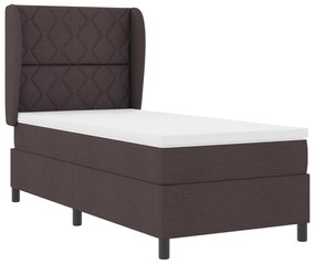 vidaXL Κρεβάτι με Στρώμα σε Σκούρο Καφέ, 90x200 εκ., Ύφασμα
