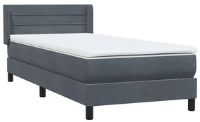 Κρεβάτι Boxspring με Στρώμα Σκούρο Γκρι 90x220 εκ. Βελούδινο 3318226