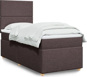 vidaXL Κρεβάτι Boxspring με Στρώμα Σκούρο Καφέ 100x200 εκ. Υφασμάτινο