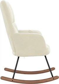 vidaXL Κουνιστή Πολυθρόνα Κρεμ Βελούδινη