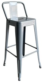 RELIX Σκαμπό Bar με Πλάτη, Μέταλλο Βαφή Γκρι