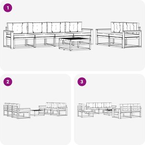 vidaXL Σειρά Καναπέ Εξωτερικού με μαξιλάρι 6 pcs Λευκό και Μπεζ