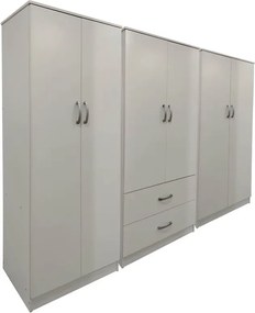Ντουλάπα εξάφυλλη Athos I pakoworld λευκή 240x42x180εκ
