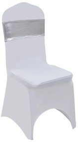 vidaXL Κορδέλα Καρέκλας Ελαστική 25 τεμ. Ασημί με Διαμαντένια Αγκράφα