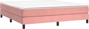 vidaXL Κρεβάτι Boxspring με Στρώμα Ροζ 180x200 εκ. Βελούδινο