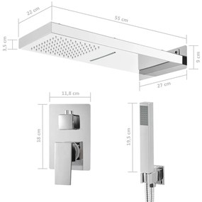 vidaXL Σύστημα Ντους Ασημί από Ανοξείδωτο Ατσάλι 201