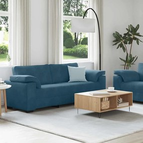 vidaXL Σετ Καναπέδων 2 Τεμαχίων με Μαξιλάρια Μπλε Βελούδο