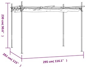 Πέργκολα με Πτυσσόμενη Οροφή Ανθρακί 295 x 292 x 230 εκ. - Ανθρακί