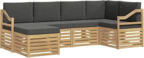 vidaXL Σειρά Καναπέ Εξωτερικού 6 pcs Άσπρο και Ανθρακί Πολυεστέρας