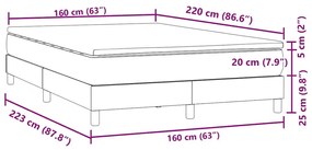 Κρεβάτι Boxspring με Στρώμα Ανοιχτό Γκρι 160x220 εκ. Βελούδινο - Γκρι