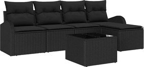 vidaXL Σετ Καναπέ Κήπου 6 pcs Μαύρο συνθετικό ρατάν