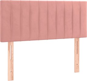 vidaXL Κρεβάτι Boxspring με Στρώμα &amp; LED Ροζ 120x200 εκ. Βελούδινο