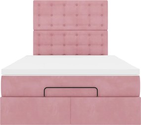 vidaXL Οθωμανικό κρεβάτι με στρώματα Ροζ 120x200cm Velvet