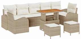 vidaXL Σετ Καναπέ Κήπου με μαξιλάρι 10 pcs Μπεζ Πολυ ράταν